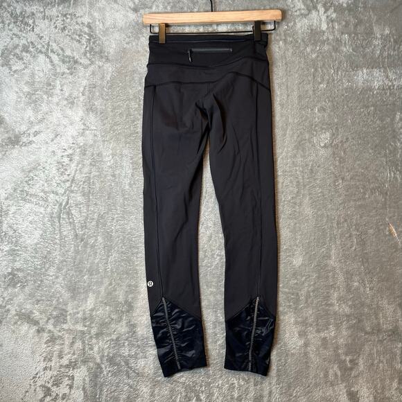 Lululemon Pace Queen Leggings‎ Size 2 Black Luxtreme Reflective - Picture 1 of 7